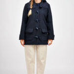 I AM Rê patron de couture duffle coat femme lainage caban bleu vue de devant