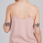 Powder pink camisole sewn using the I AM Valérie sewing pattern