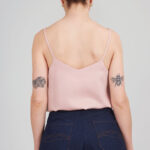 Powder pink camisole sewn using the I AM Valérie sewing pattern