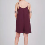 Maroon playsuit sewn using the I AM Valérie sewing pattern