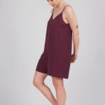 Maroon playsuit sewn using the I AM Valérie sewing pattern