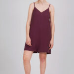 Maroon playsuit sewn using the I AM Valérie sewing pattern